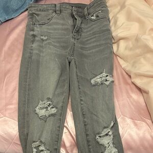 American Eagle Outfitters Gray Boyfriend Jeans Distressed